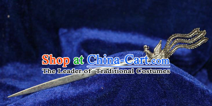 Traditional Chinese Miao Nationality Crafts Jewelry Accessory Classical Hair Accessories, Hmong Handmade Miao Silver Phoenix Palace Lady Hair Sticks Hair Claw, Miao Ethnic Minority Hair Fascinators Hairpins for Women