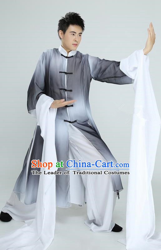 Traditional Chinese Ancient Costume, Folk Dance Kung fu Uniforms, Classic Dance Martial Art Elegant Clothing for Men