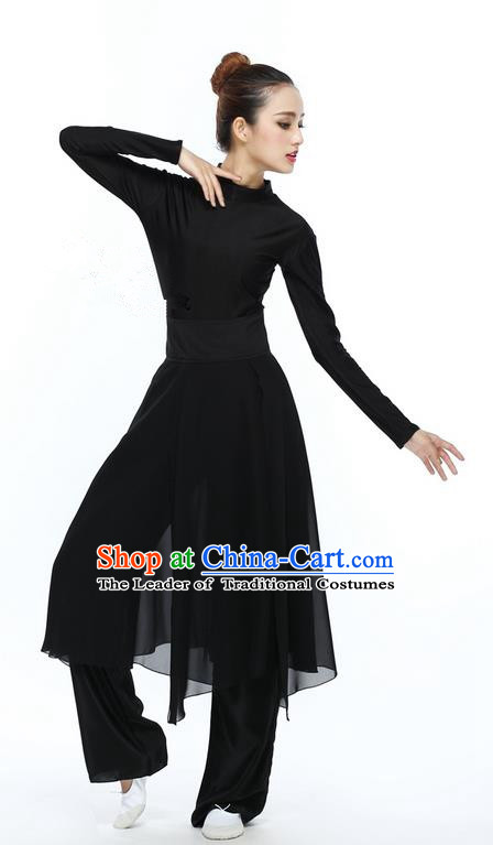Traditional Modern Dancing Compere Costume, Female Opening Classic Chorus Singing Group Dance Black Blouse and Pants Dancewear, Modern Dance Dress Classic Ballet Dance Elegant Clothing for Women