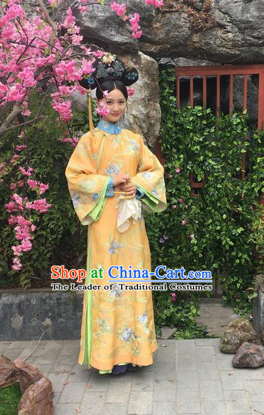 Traditional Ancient Chinese Imperial Empress Costume, Chinese Qing Dynasty Manchu Palace Queen Dress, Chinese Legend of Dragon Ball Mandarin Fermale Robes, Ancient China Imperial Concubine Embroidered Clothing for Women