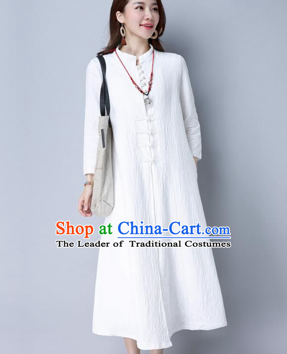 Traditional Ancient Chinese National Costume, Elegant Hanfu Two Piece Dress, China National Minority Tang Suit Cheongsam Upper Outer Garment White Dress Clothing for Women