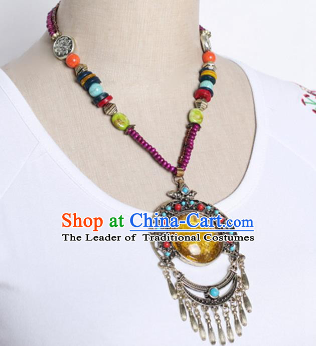 Traditional Chinese Miao Nationality Crafts, Hmong Handmade Tassel Pendant, Miao Ethnic Minority Necklace Accessories Pendant for Women