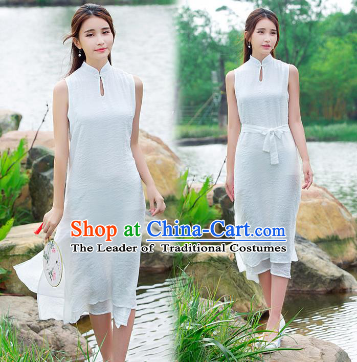 Traditional Ancient Chinese Young Women Cheongsam Dress Republic of China Tangsuit Stand Collar Blouse Dress Tang Suit Clothing for Women