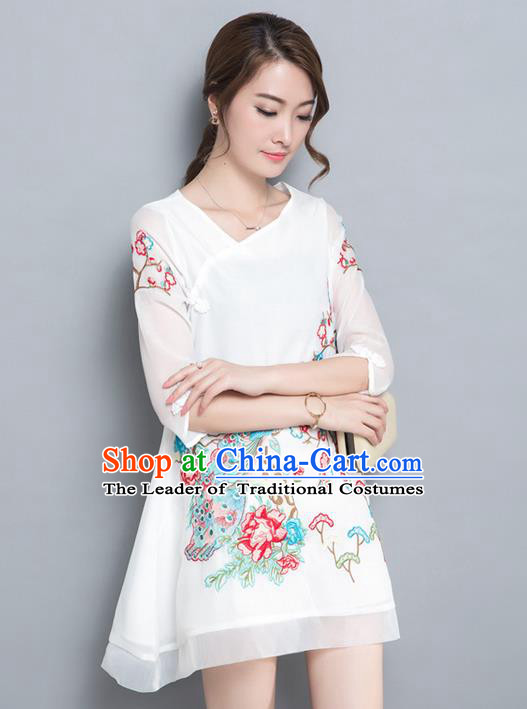 Traditional Ancient Chinese Young Women Cheongsam Dress Republic of China Tangsuit Stand Collar Blouse Dress Tang Suit Clothing for Women