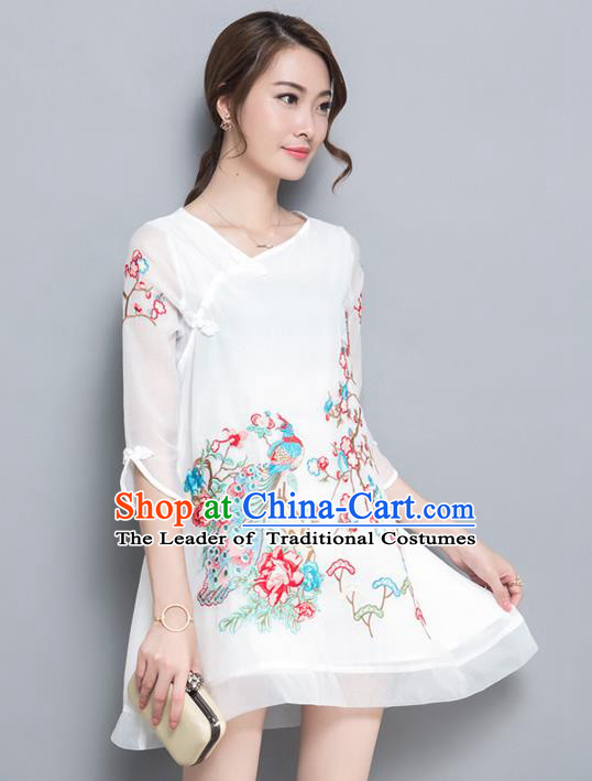 Traditional Ancient Chinese Young Women Cheongsam Dress Republic of China Tangsuit Stand Collar Blouse Dress Tang Suit Clothing for Women