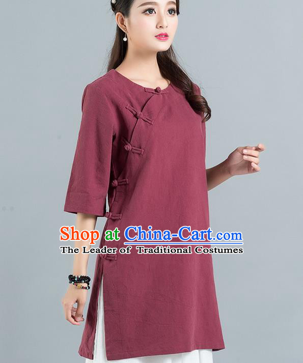 Traditional Ancient Chinese National Costume, Elegant Hanfu Slant Opening Shirt, China Ming Dynasty Tang Suit Blouse Cheongsam Qipao Shirts Clothing for Women