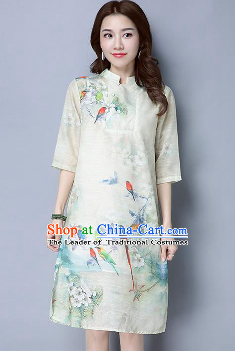 Traditional Ancient Chinese National Costume, Elegant Hanfu Mandarin Qipao Painting Dress, China Tang Suit Cheongsam Upper Outer Garment Elegant Dress Clothing for Women