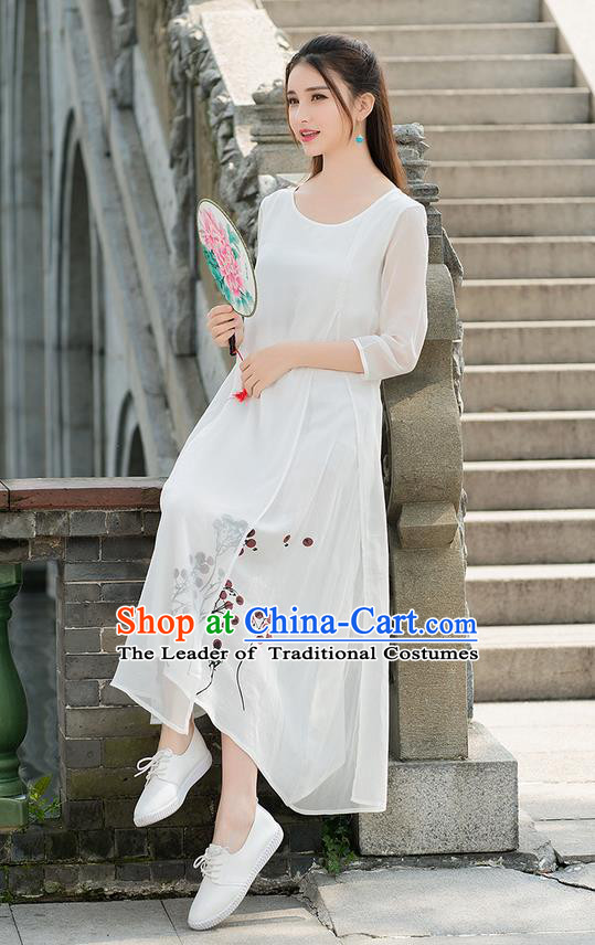Traditional Ancient Chinese Young Women Cheongsam Dress Republic of China Tangsuit Stand Collar Blouse Dress Tang Suit Clothing for Women