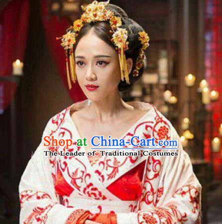 Traditional Handmade Chinese Ancient Classical Hair Accessories Complete Set, Han Dynasty Barrettes Imperial Consort Hairpin, Hanfu Imperial Princess Hair Sticks Hair Jewellery, Hair Fascinators Hairpins for Women