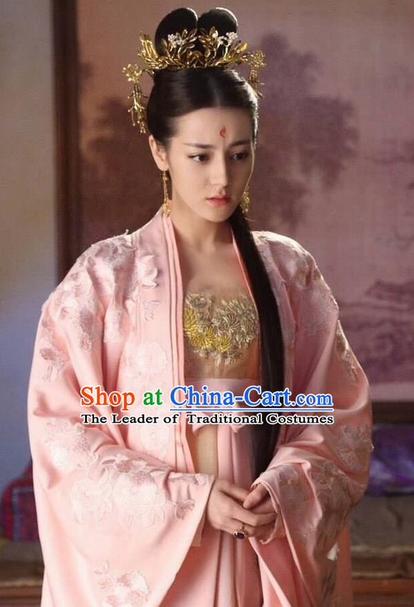 Traditional Ancient Chinese Imperial Consort Costume, Elegant Hanfu Fairy Dress, Chinese Tang Dynasty Imperial Concubine Tailing Embroidered Clothing for Women