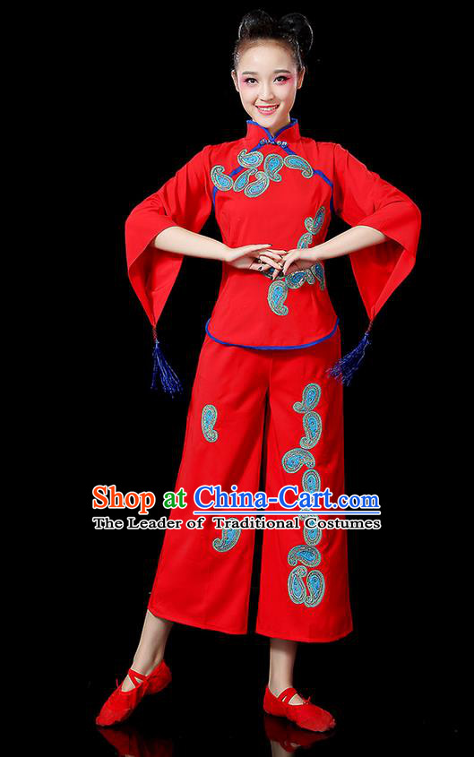 Traditional Chinese Yangge Fan Dancing Costume