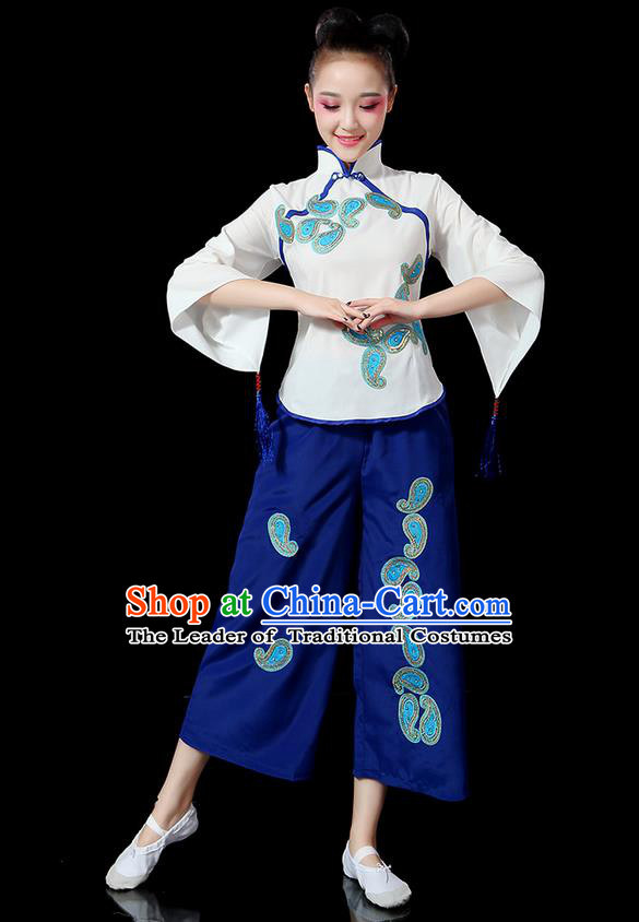 Traditional Chinese Yangge Fan Dancing Costume