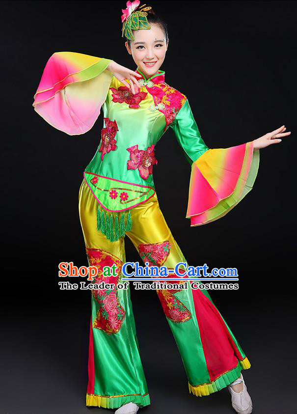 Traditional Chinese Yangge Fan Dancing Costume