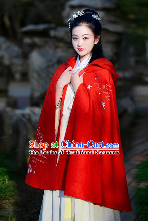 Traditional Chinese Ancient Ming Dynasty Princess Embroidered Mantle Cape for Women