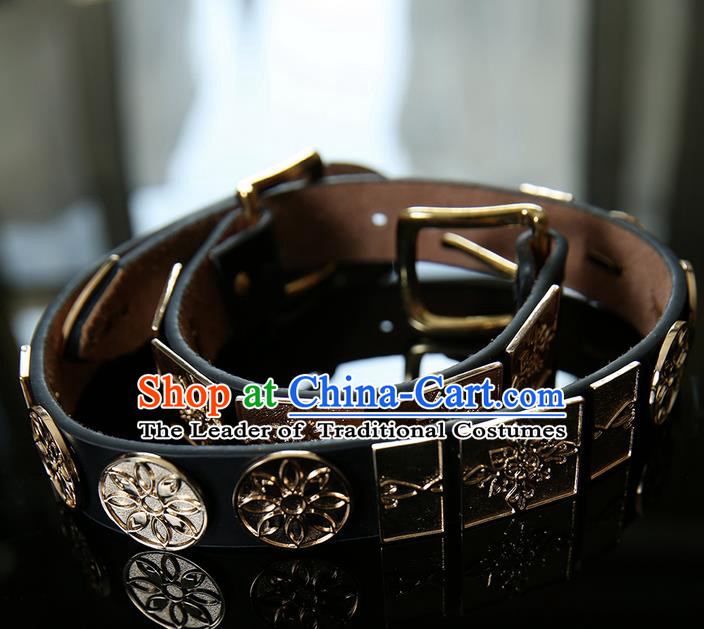 Traditional Handmade Chinese Ancient Classical Belts, China Ming Dynasty Leather Belt for Men