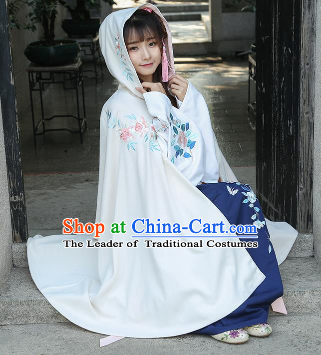 Traditional Chinese Ancient Ming Dynasty Princess Mantle Hooded Cape for Women