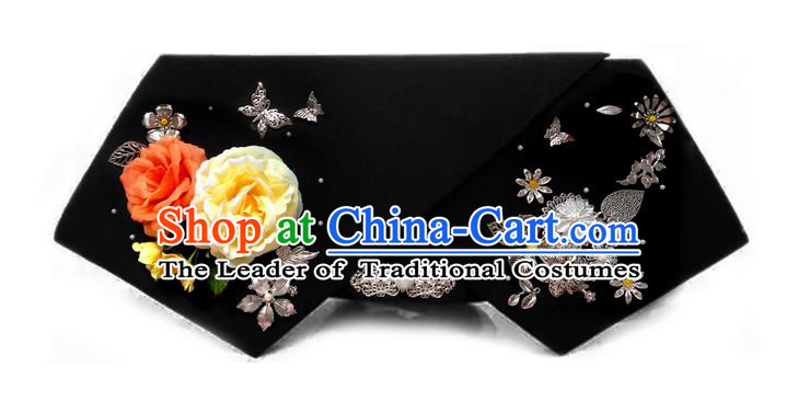 Traditional Ancient Chinese Hair Jewellery Accessories, Chinese Qing Dynasty Manchu Palace Lady Headwear Zhen Huan Big La fin Yellow Flowers Headpiece, Chinese Mandarin Imperial Concubine Flag Head Hat Decoration Accessories for Women
