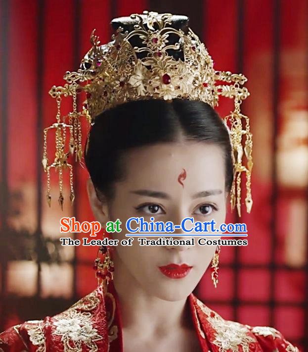 Traditional Handmade Chinese Ancient Classical Hair Accessories Song Dynasty Bride Wedding Barrettes Phoenix Coronet Complete Set, Hair Sticks Hair Jewellery, Hair Fascinators Hairpins for Women
