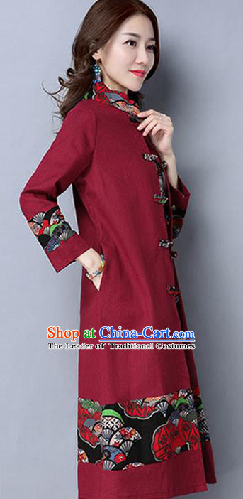 Traditional Ancient Chinese Young Women Cheongsam Dress Republic of China Tangsuit Stand Collar Blouse Dress Tang Suit Clothing for Women