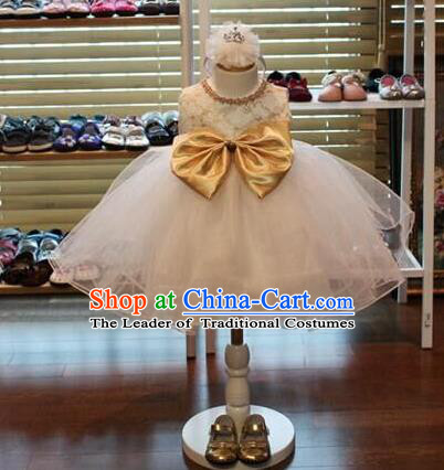 Traditional Chinese Modern Dancing Compere Performance Costume, Children Opening Classic Chorus Singing Group Dance Princess Bubble Full Dress, Modern Dance Halloween Party Ballet Dance Dress for Girls Kids