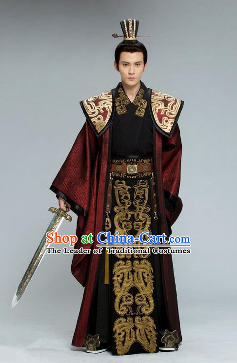 Traditional Chinese Ancient Nobility Childe Costume, Tokgo World China Northern and Southern Dynasties Prince General Hanfu Clothing and Headwear Complete Set for Men