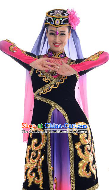 Traditional Chinese Hui Nationality Dancing Costume, Folk Dance Ethnic Costume, Chinese Minority Nationality Uigurian Dance Costume for Women