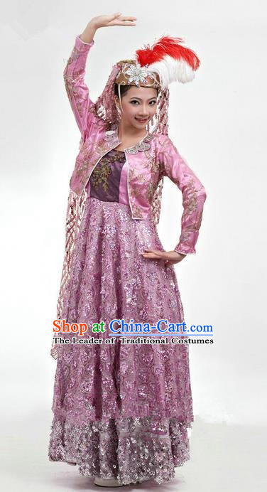 Traditional Chinese Hui Nationality Dancing Costume, Folk Dance Ethnic Dress, Chinese Hui Minority Nationality Uigurian Dance Clothing for Women