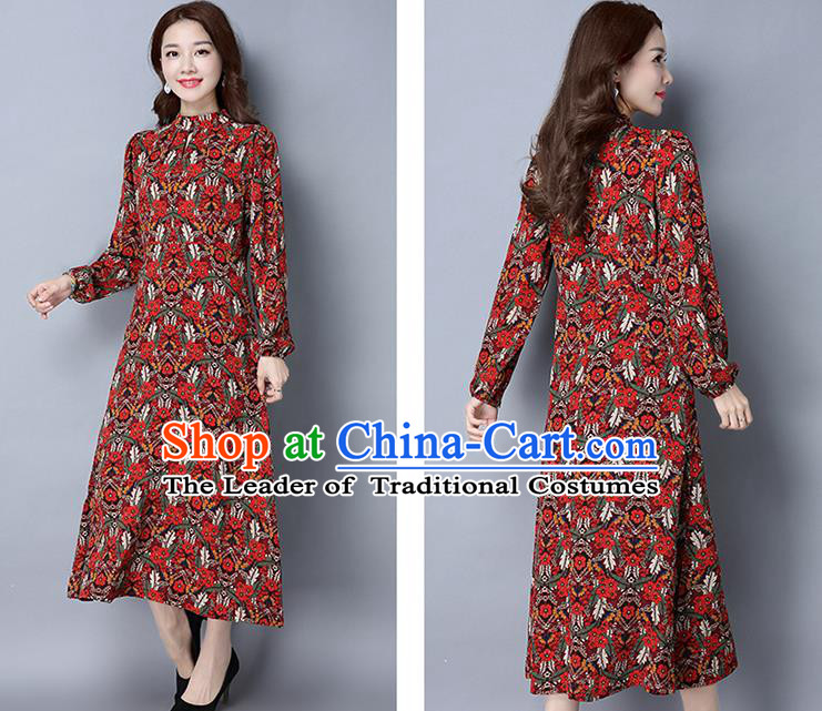 Traditional Ancient Chinese Young Women Cheongsam Dress Republic of China Tangsuit Stand Collar Blouse Dress Tang Suit Clothing for Women