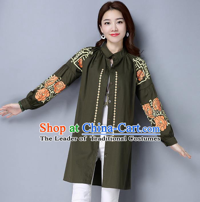 Traditional Chinese National Costume, Elegant Hanfu Dipdye Green Shirt, China Tang Suit Republic of China Chirpaur Blouse Cheong-sam Upper Outer Garment Qipao Shirts Clothing for Women