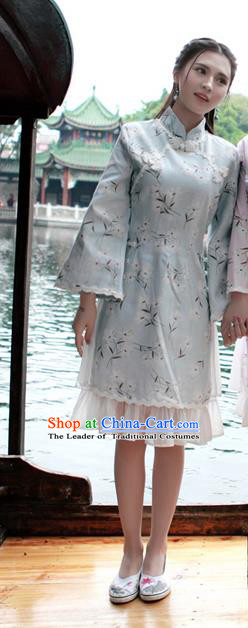 Traditional Ancient Chinese Young Women Cheongsam Dress Republic of China Tangsuit Stand Collar Blouse Dress Tang Suit Clothing for Women