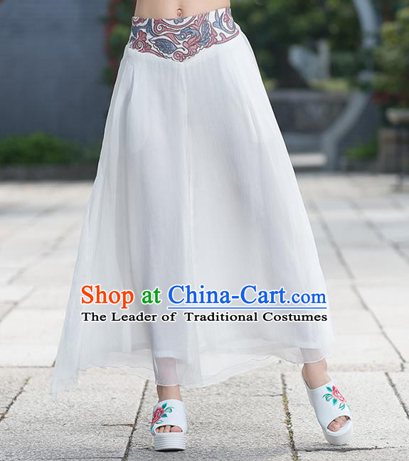 Traditional Chinese National Costume Loose Pants, Elegant Hanfu Embroidered  Butterfly Black Wide-leg Trousers, China Ethnic Minorities Folk Dance Baggy  Pants for Women