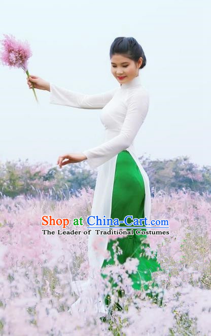 Top Grade Asian Vietnamese Traditional Dress, Vietnam National Dowager Ao  Dai Dress, Vietnam Wine Red Cheongsam and Pants Clothing for Woman