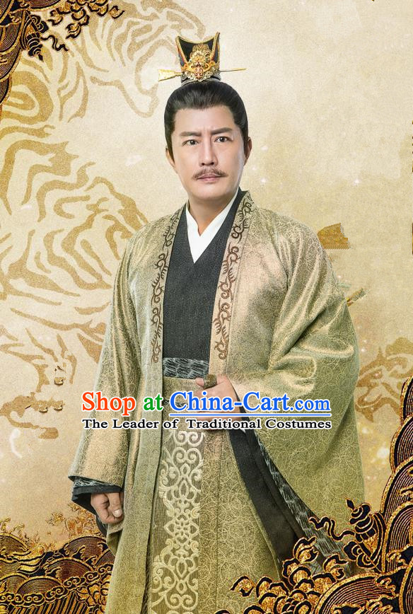 Traditional Chinese Ancient Officer Costume and Handmade Headpiece Complete Set, China Song Dynasty Minister Nobility Lord Clothing for Men