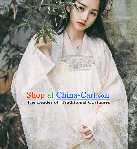 Traditional Chinese Ancient Tang Dynasty Noble Lady Costumes, China Princess Hanfu Embroidered Blouse and Ru Skirt Complete Set for Women