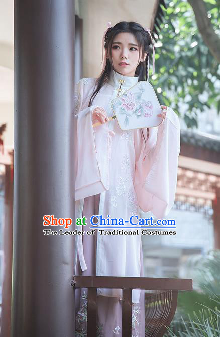 Traditional Chinese Ancient Ming Dynasty Young Lady Costumes, China Princess Hanfu Cardigan Embroidered Blouse and Ru Skirt Complete Set for Women