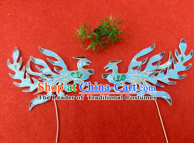 Traditional Handmade Chinese Ancient Classical Hair Accessories Barrettes Phoenix Step Shake Hair Sticks for Women