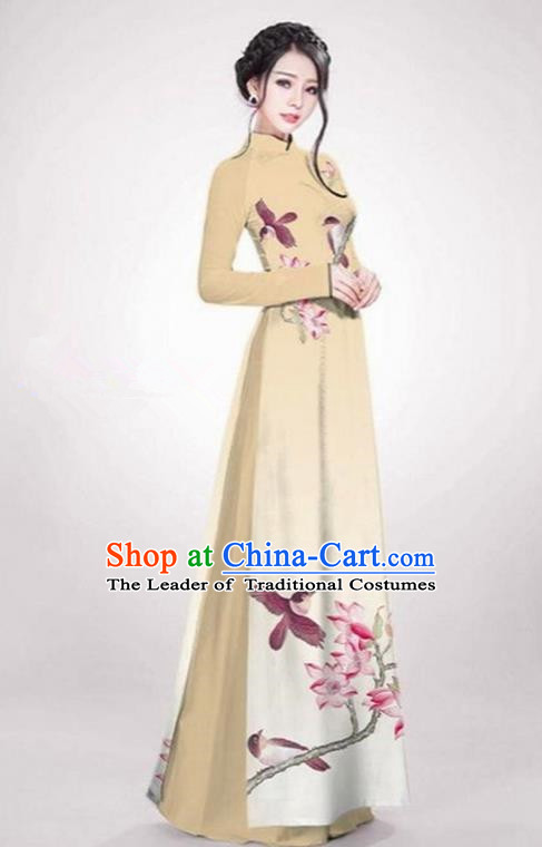 Vietnam Style Womens Ao Dai Mom Robe Elegant Vintage Pattern