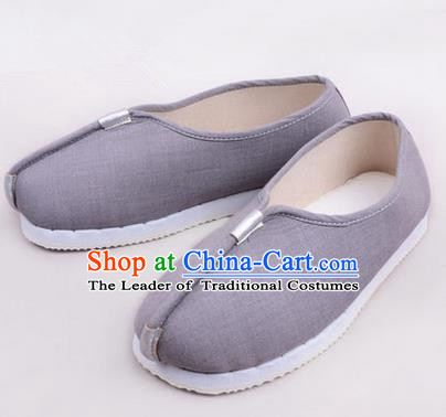 Chinese Shoes Wedding Shoes Kung Fu boots Wushu Shoes Men Shoes, Opera Shoes Hanfu Shoes Embroidered Shoes Grey Monk Shoes