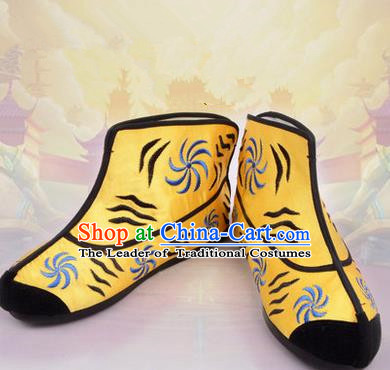 Chinese Ancient Peking Opera Monkey Boots, Traditional China Beijing Opera Handsome Monkey King Embroidered Shoes