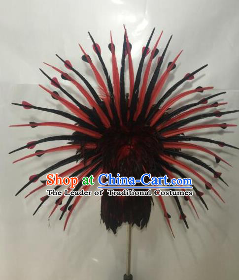 Top Compere Performance Catwalks Costume Children Chorus Red Dress with Wings Modern Dance Princess Short Red Bubble Dress for Girls Kids
