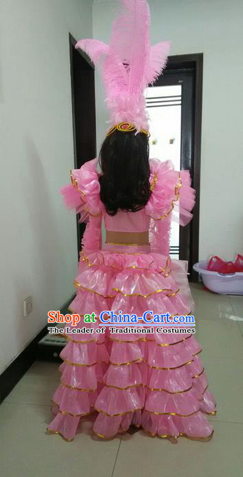 Top Compere Performance Catwalks Costume Children Chorus Red Dress with Wings Modern Dance Princess Short Red Bubble Dress for Girls Kids