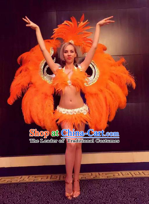 Samba Brazilian Orange Rio Carnival SAMBA Dance COSTUME Bikini