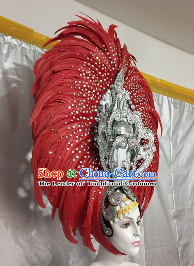 Top Compere Performance Catwalks Costume Children Chorus Red Dress with Wings Modern Dance Princess Short Red Bubble Dress for Girls Kids