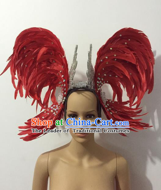 Top Compere Performance Catwalks Costume Children Chorus Red Dress with Wings Modern Dance Princess Short Red Bubble Dress for Girls Kids
