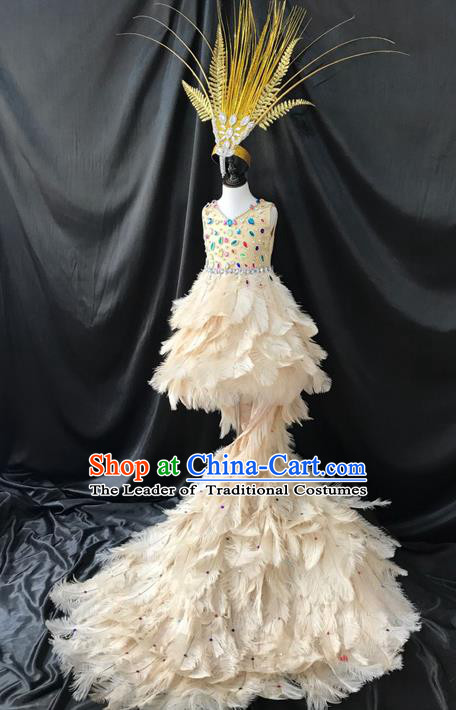 Top Compere Performance Catwalks Costume Children Chorus Red Dress with Wings Modern Dance Princess Short Red Bubble Dress for Girls Kids