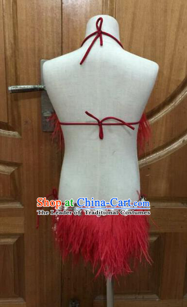 Top Compere Performance Catwalks Costume Children Chorus Red Dress with Wings Modern Dance Princess Short Red Bubble Dress for Girls Kids