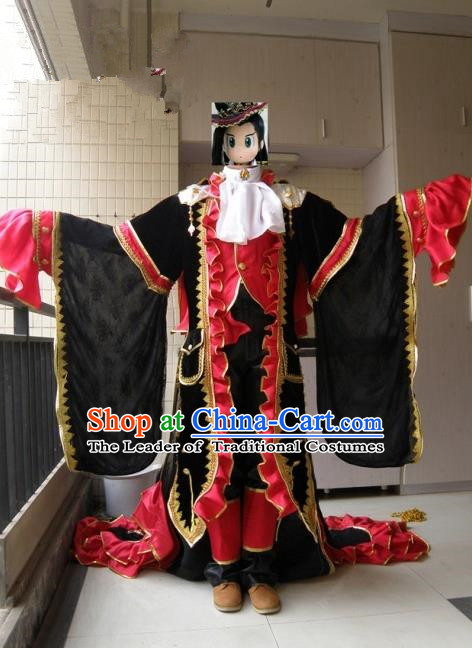 Top Grade Traditional China Ancient Cosplay Onmyoji Swordsman Costumes, China Ancient Taoist Master Hanfu Clothing for Men