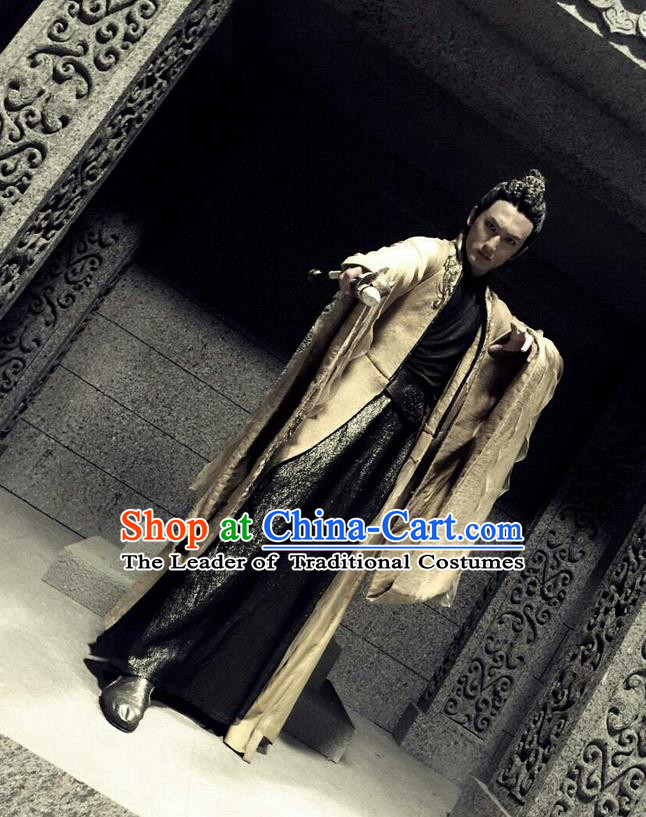 Traditional Ancient Chinese Tang Dynasty Imperial Prince Costume, Xuanyuan Sword Han Cloud Swordsman Embroidery Robe Clothing Complete Set