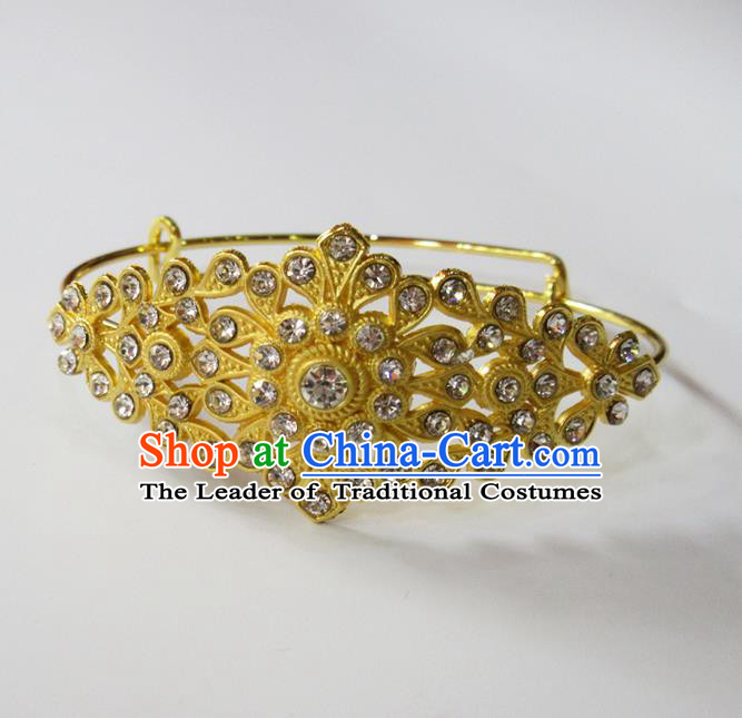 Traditional Thailand Ancient Handmade Jewelry Accessories Bracelet, Traditional Thai China Dai Nationality Crystal Bangle for Women