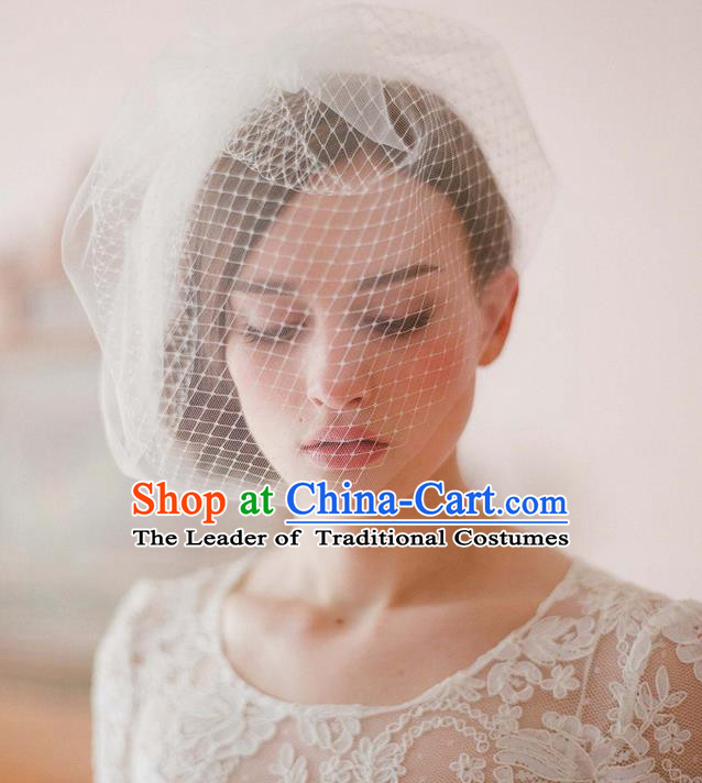 Top Grade Handmade Wedding Bride Hair Accessories Headwear, Traditional Princess Baroque Hair Veil Wedding Headpiece for Women